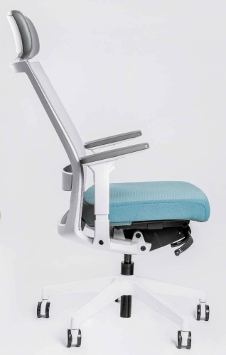 Ортопедическое кресло Falto А1 Белое с синим сиденьем